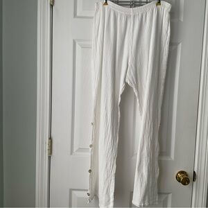 Cottonways White Long Pants Size 2/Large Button Details On Legs